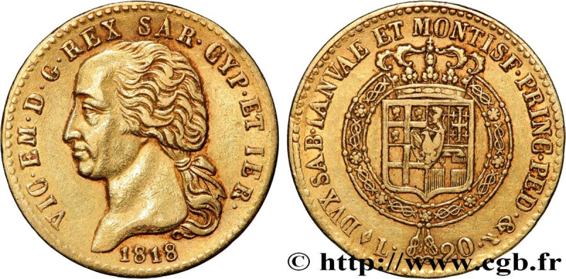 ITALY - KINGDOM OF SARDINIA - VICTOR-EMMANUEL I
Type : 20 Lire 
Date : 1818 
Min...