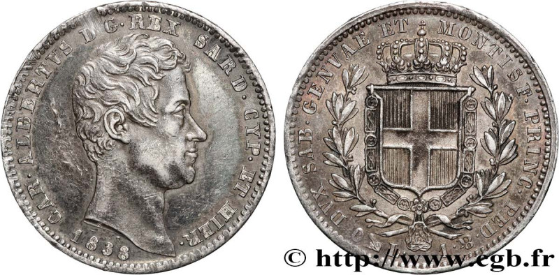 ITALY - KINGDOM OF SARDINIA - CHARLES-ALBERT
Type : 1 Lira  
Date : 1838 
Mint n...