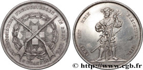 SWITZERLAND - CANTON OF BERN
Type : 5 Franken 
Date : 1857 
Quantity minted : 5195 
Metal : silver 
Millesimal fineness : 835  ‰
Diameter : 37  mm
Ori...