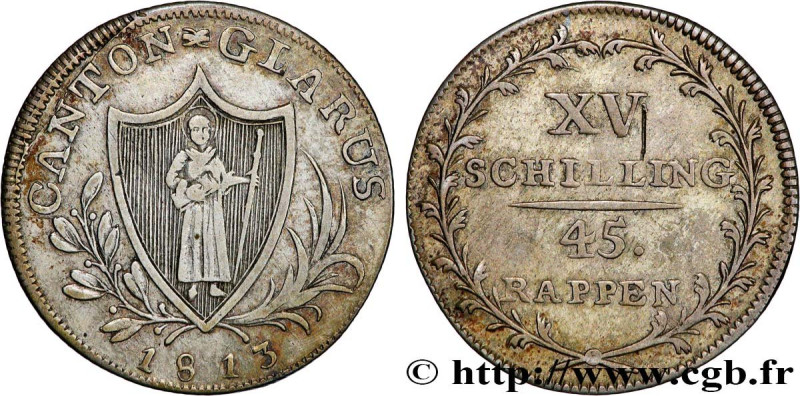 SWITZERLAND - CANTON OF GLARUS
Type : 15 Schilling (45 Rappen)  
Date : 1813 
Qu...