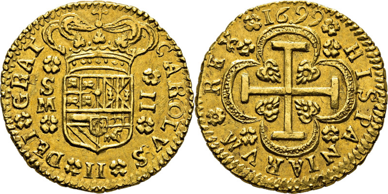 CARLOS II. Sevilla. 2 escudos. 16.99 punto entre segundo y tercer dígito; el pri...