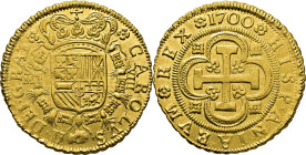 CARLOS II. Sevilla. 8 escudos. 1700. M. Casi SC-. Estupenda. Muy rara