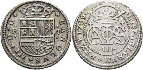 CARLOS III Archiduque. Barcelona. 2 reales. 1709. EBC-/MBC+. Buen ejemplar