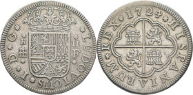 LUIS I. Segovia. 2 reales. 1724. F. Rara
