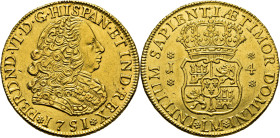 FERNANDO VI. Lima. 4 escudos. 1751. J. EBC/casi EBC+. Buena presencia. Rarísima