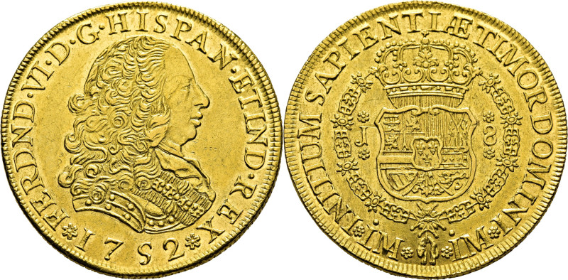 FERNANDO VI. Lima. 8 escudos. 1752. J. Cy10874. 26´9 g. Dos pelos junto a la J d...