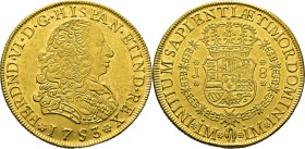 FERNANDO VI. Lima. 8 escudos. 1753. J. EBC+/SC-. Soberbio. Muy rara