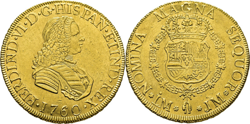 FERNANDO VI. Lima. 8 escudos. 1760. JM. Cy10923. 26´9 g. Marquitas, algo abundan...