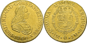 FERNANDO VI. Lima. 8 escudos. 1760. JM. EBC/EBC+. Atractiva. Muy rara