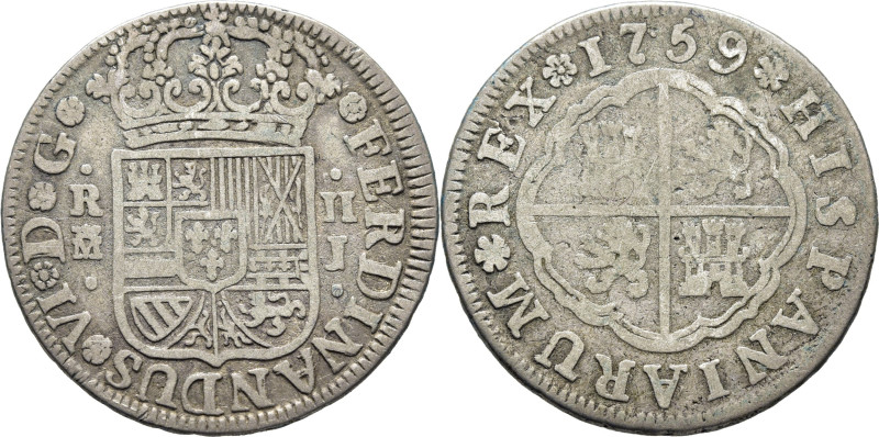 FERNANDO VI. Madrid. 2 reales. 1759. J. Cy10456. 5´5 g. MBC-/BC+