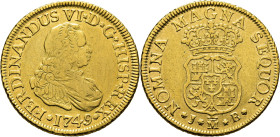FERNANDO VI. Madrid. 2 escudos. 1749. JB. Muy rara