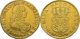 FERNANDO VI. Méjico. 4 escudos. 1757. MM. EBC-. Atractiva. Muy rara