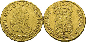 FERNANDO VI. Nuevo Reino. 2 escudos. 1757. S. Muy rara