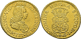FERNANDO VI. Nuevo Reino. 2 escudos. 1757. SJ. EBC/mejor que EBC. Bella. Muy rara