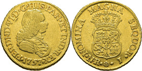 FERNANDO VI. Nuevo Reino. 2 escudos. 1757. J. Muy rara