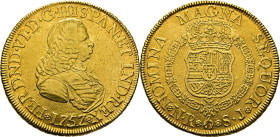 FERNANDO VI. Nuevo Reino. 8 escudos. 1757. SJ. Atractiva. Rara
