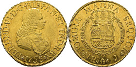 FERNANDO VI. Nuevo Reino. 8 escudos. 1758. J. EBC-/mejor que EBC. Bella. Rara