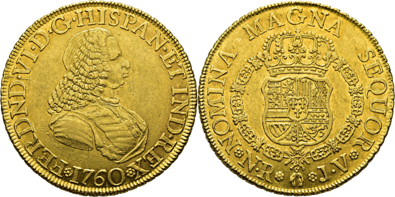 FERNANDO VI. Nuevo Reino. 8 escudos. 1760. JV. Cy10924. 26´9 g. Marquitas. Algun...