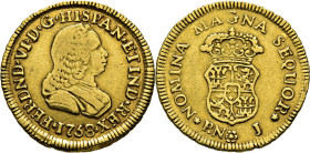 FERNANDO VI. Popayán. Escudo. 1758. J. Muy rara