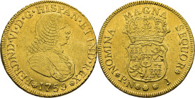 FERNANDO VI. Popayán. 4 escudos. 1759. J. Cierto atractiva. Muy rara