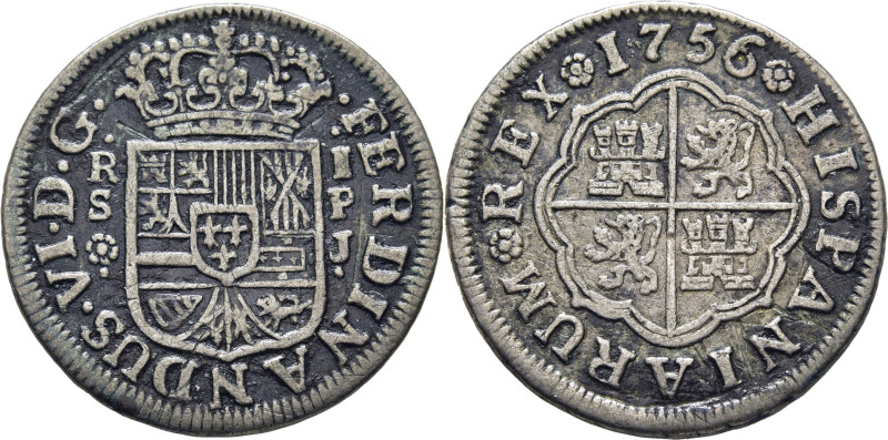 FERNANDO VI. Sevilla. Real. 1756. PJ. Cy10334. 2´7 g. Restos de concreciones lim...