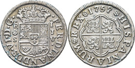 FERNANDO VI. Sevilla. Real. 1759. JV. EBC. Muy buen ejemplar. Escasa