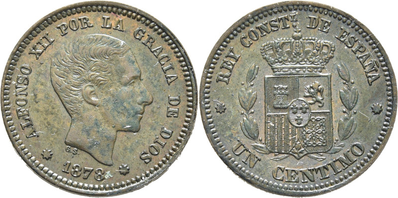 ALFONSO XII. Madrid. 1 céntimo. 1878. Prueba sin OM. Cy17475 (9.000€). Ligeras c...