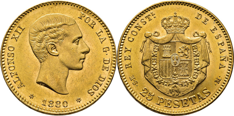 ALFONSO XII. Madrid. 25 pesetas. 1880*18-80. MSM. Cy17530. Ínfimas marquitas, la...