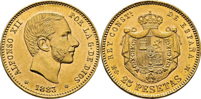 ALFONSO XII. Madrid. 25 pesetas. 1883*18-83. MSM. Cy17537. Ínfimas marquitas del...