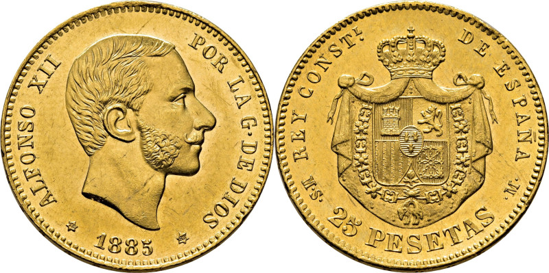 ALFONSO XII. Madrid. 25 pesetas. 1885*18-85. MSM. Cy17539. Alguna finísima rayit...