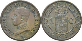 ALFONSO XIII. Madrid. 1 céntimo. 1911*1. PCV. SC. Escasa