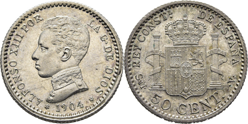 ALFONSO XIII. Madrid. 50 céntimos. 1904*0-4. SMV. Cy17604. Alguna fina suave ray...