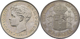ALFONSO XIII. Madrid. 1 peseta. 1896*18-96. PGV. SC. Soberbio