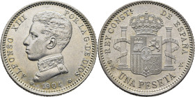 ALFONSO XIII. Madrid. 1 peseta. 1904*19-04. SMV. Prácticamente SC