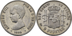 ALFONSO XIII. Madrid. 2 pesetas. 1889*18-89. MPM