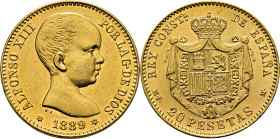 ALFONSO XIII. Madrid. 20 pesetas. 1889*18-89. MPM. EBC/EBC+