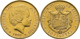 ALFONSO XIII. Madrid. 20 pesetas. 1892*18-92. PGM. EBC/EBC+. Rara