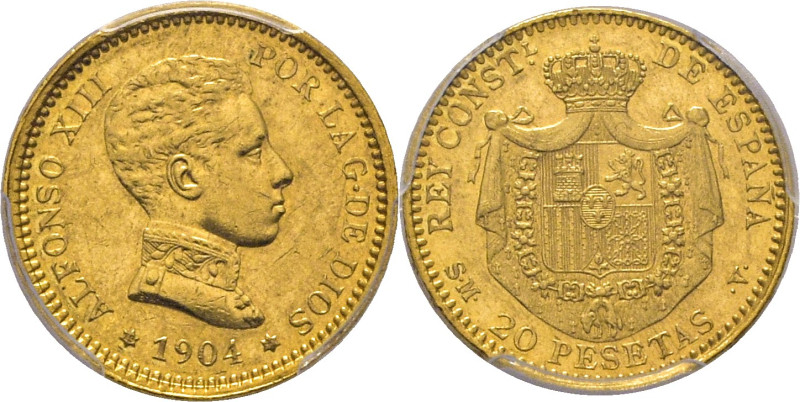 ALFONSO XIII. Madrid. 20 pesetas. 1904*19-04. SMV. Cy17655. Rayitas y marquitas ...