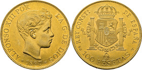 ALFONSO XIII. Madrid. 100 pesetas. 1897*18-97. SGV. EBC+/SC-. Atractiva. Muy escasa