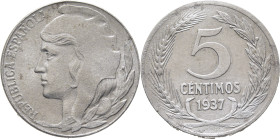 II REPÚBLICA. Castellón. 5 céntimos. 1937. Cabeza grande. SC