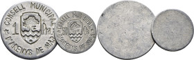 GUERRA CIVIL. Arenys de Mar. 50 céntimos y 1 peseta. No datada. Rara. Lote de 2