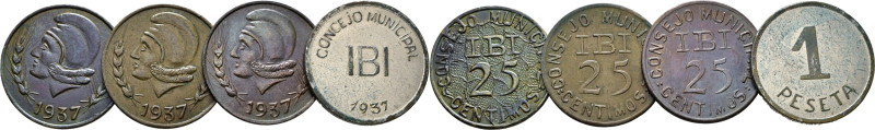 GUERRA CIVIL. IBI. 25 céntimos (3) y 1 peseta. 1937. Cy17728. Alguna manchita. L...