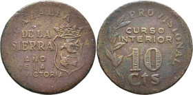 GUERRA CIVIL. Cazalla de la Sierra. 10 céntimos. 1939. Pátina marrón