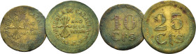 GUERRA CIVIL. Puebla de Cazalla. 10 y 25 céntimos. 1934. Lote de 2