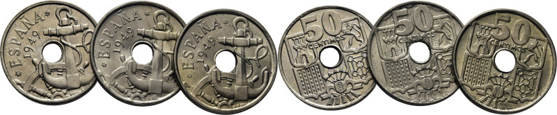 ESTADO ESPAÑOL. Madrid. 50 céntimos. 1949*19-54, *19-56 y *19-62. Cy17781, 2 y 3...
