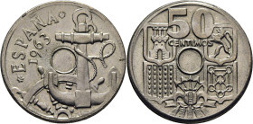 ESTADO ESPAÑOL. Madrid. 50 céntimos. 1963*19-63. Sin perforación central. SC. Escasa