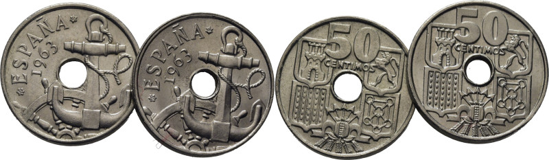 ESTADO ESPAÑOL. Madrid. 50 céntimos. 1963*19-64 y *19-65. Cy17785 y 6. SC+ y SC,...