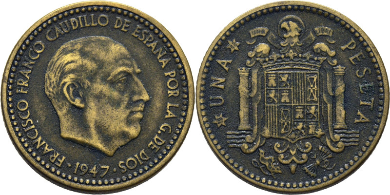 ESTADO ESPAÑOL. Madrid. 1 peseta. 1947*19-48. Cy17796 (120€). Leves concreciones...