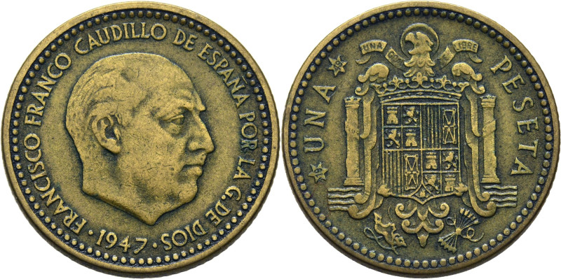 ESTADO ESPAÑOL. Madrid. 1 peseta. 1947*19-49. Cy17799 (120€). MBC. Escasa en atr...