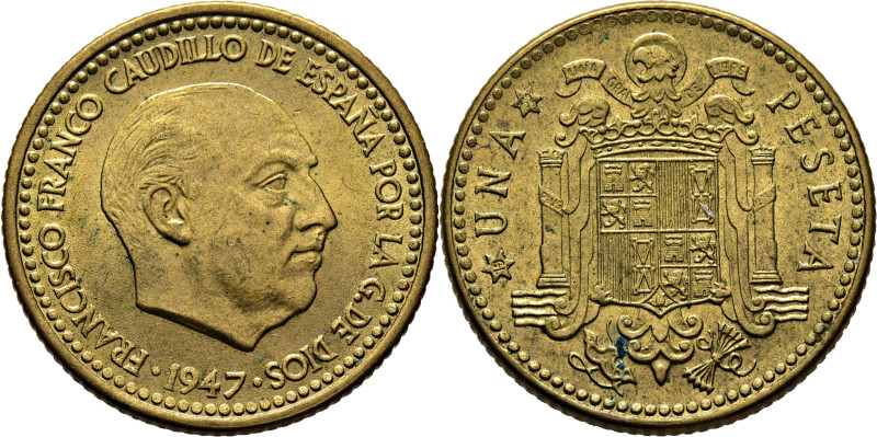 ESTADO ESPAÑOL. Madrid. 1 peseta. 1947*19-52. Cy17802 (90€). Motita de verdín. S...